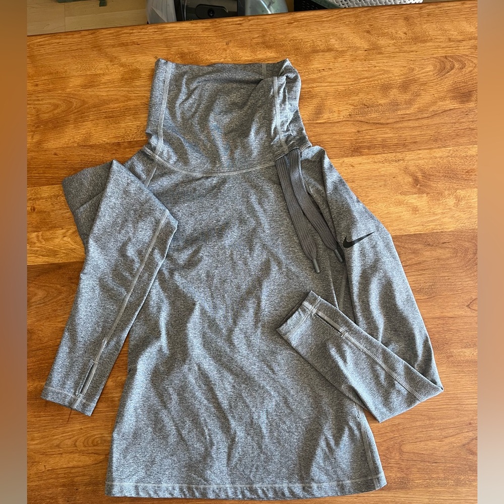 Nike Pro Dry Fit Grey Drawstring CowlNeck Pullover